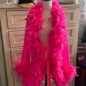 Pink OSTRICH FEATHER BOUDOIR PIN-UP ROBE